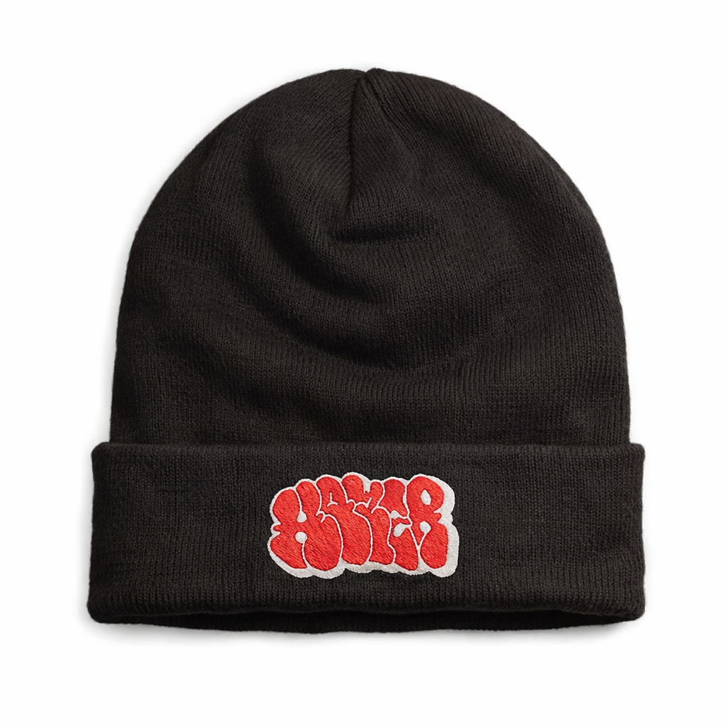 Black Knit Beanie (Embroidery)