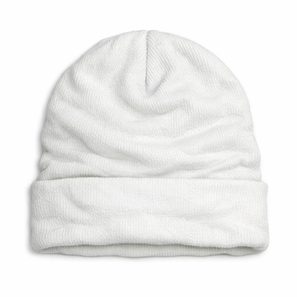 White Knit Beanie (Embroidery)